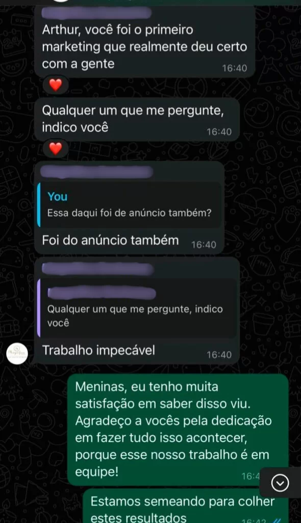 Depoimento anonimizado de cliente da Ursa.